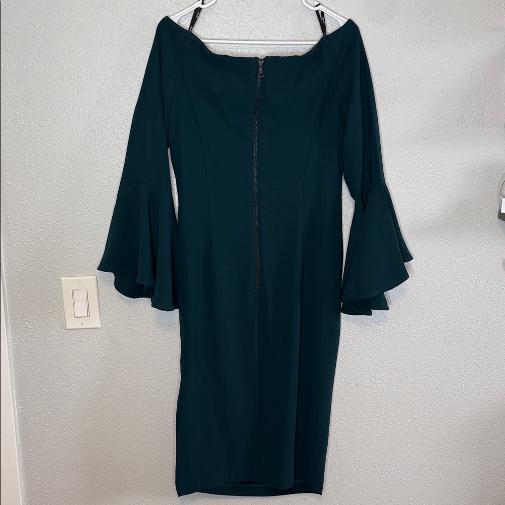 Bardot Solange Teal Blue Midi Off-Shoulder Dress Size 8 - Picture 6 of 7